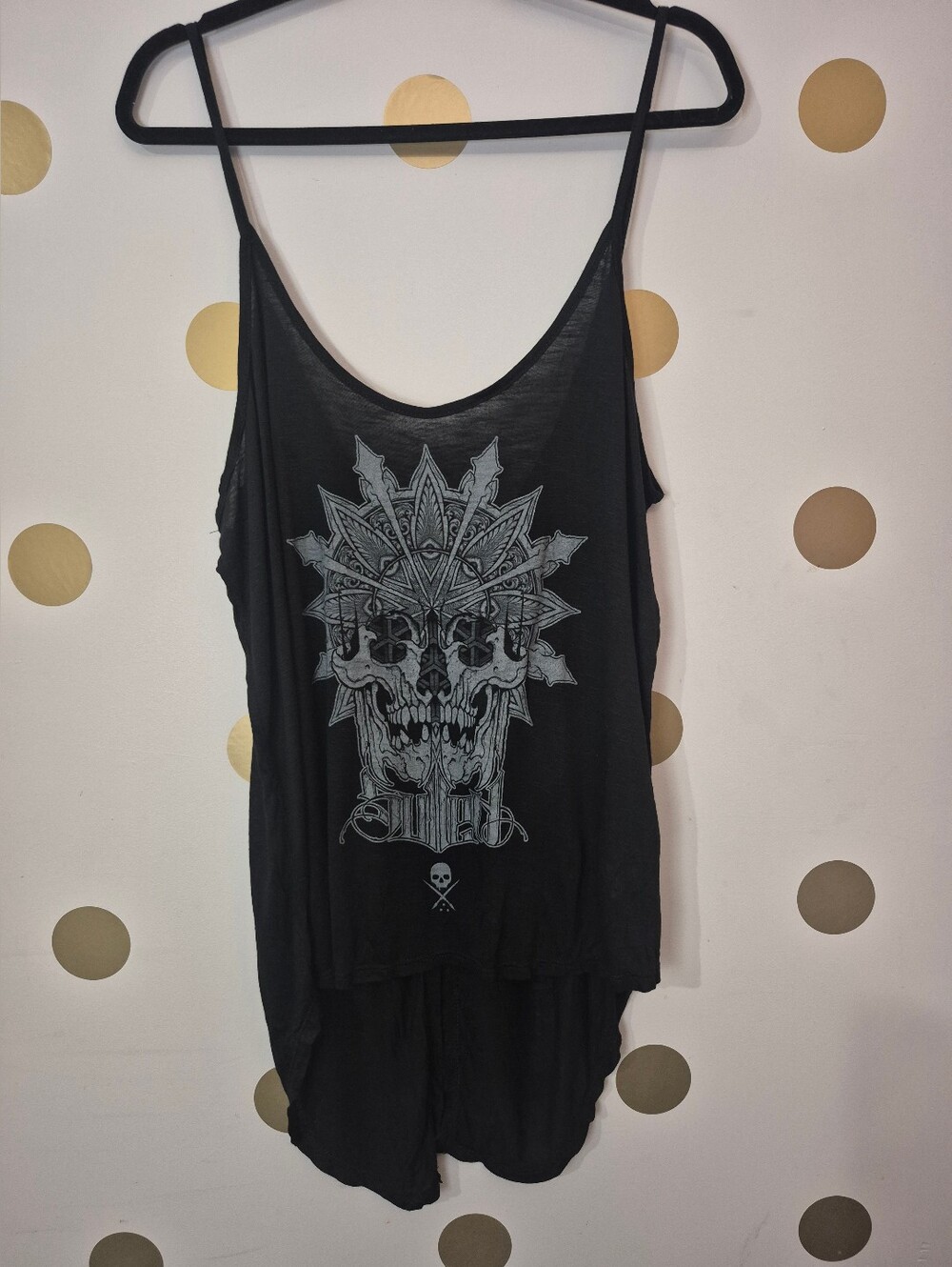 NWT Sullen Art Collective Skull Mandala Button Back Tie Tank Top XL